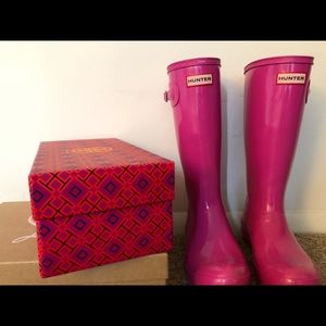 Hot Pink Tall Glossy Hunter Rain Boots